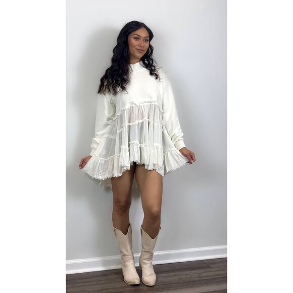 We The Free Tops - We the Free Pixie Sweatshirt in Bone Size XS Pullover Layered Fringe Cotton